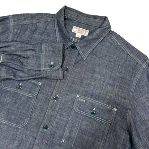 Wallace & Barnes Shirt Mens Medium Blue Naval Workshirt Japanese Chambray